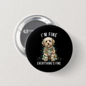 Badge Rond 5 Cm Maltio Christmas I'm Fine Everything Is Fine  (Devant & derrière)
