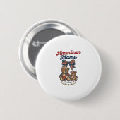 Badge Rond 5 Cm Mama Américaine Ours Patriote Patchwork Vector Des (Devant & derrière)