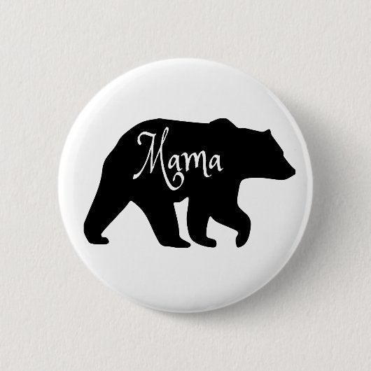 Badge Rond 5 Cm Mama Bear noir et blanc (Devant)