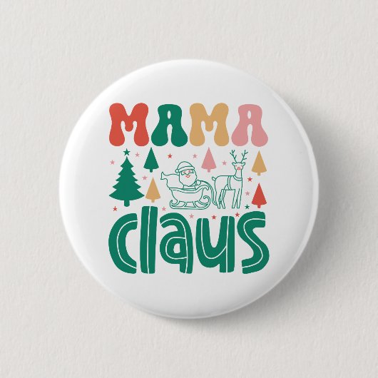 Badge Rond 5 Cm Mama Claus Christmas Design-60097 (Devant)