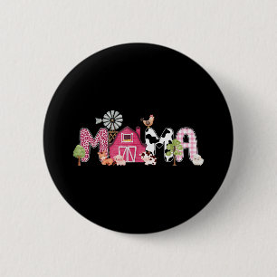 Badge Rond 5 Cm Mama Farm Animal Anniversaire 1ère Famille Corresp