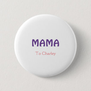 Badge Rond 5 Cm Mama happy mothers retro purple add name text vint