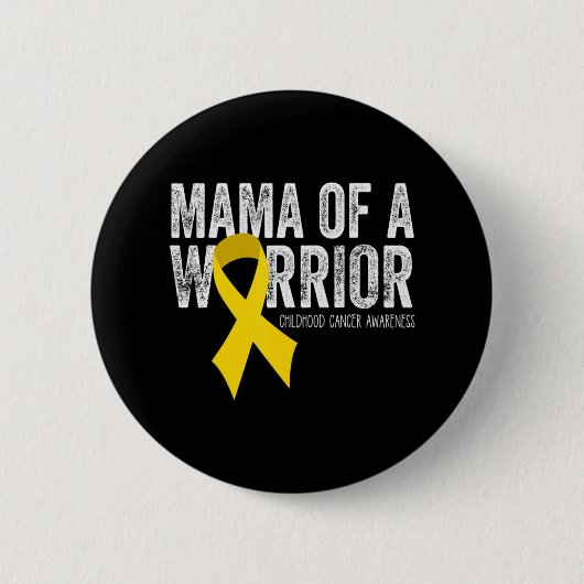 Badge Rond 5 Cm Mama of a Warrior Chilhood Cancer Ribbon Oncolog (Devant)