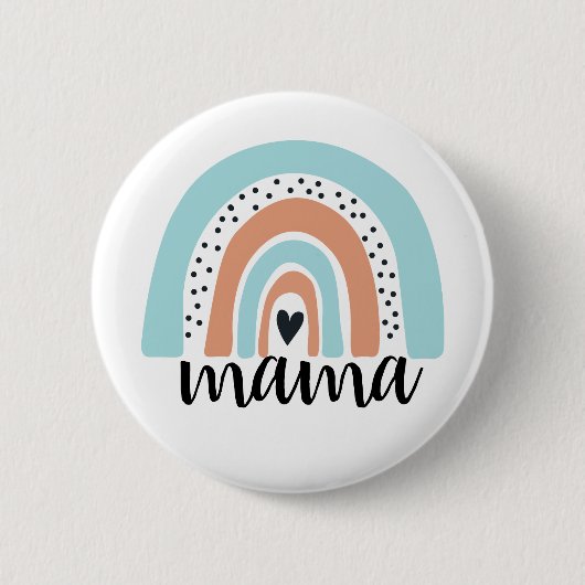 Badge Rond 5 Cm Mama Rainbow Blue Peach (Devant)