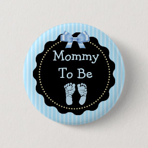 Badge Rond 5 Cm Maman à être baby shower bleu et noir