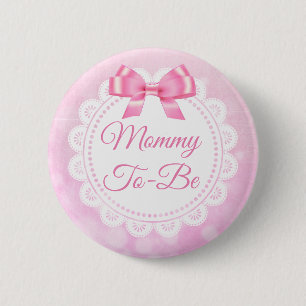 Badge Rond 5 Cm Maman À Être Baby shower Pink Dentelle Bouton
