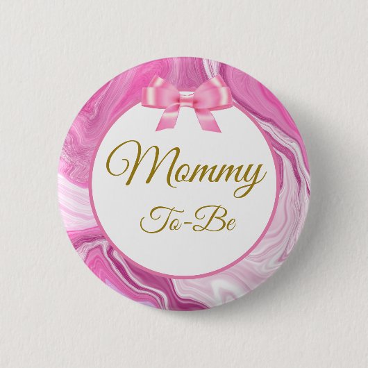 Badge Rond 5 Cm Maman à être Baby shower rose et or (Devant)