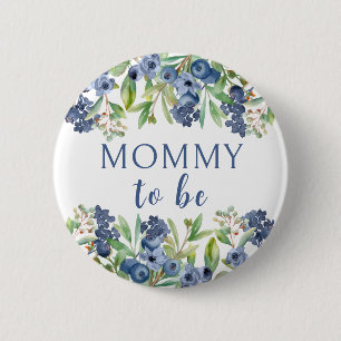 Badge Rond 5 Cm Maman à être bleu baby shower bouton