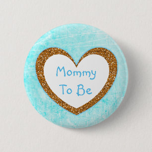 Badge Rond 5 Cm Maman à être bleu d'Aqua de bouton de baby shower