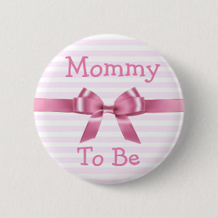 Badge Rond 5 Cm Maman à être bouton rose et blanc de baby shower