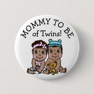 Badge Rond 5 Cm Maman à être des jumeaux, baby shower ethnique
