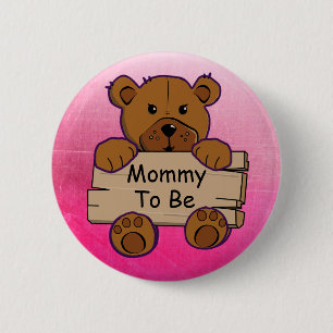 Badge Rond 5 Cm Maman à être Teddy Bear Baby shower