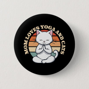 Badge Rond 5 Cm Maman aime les chats et le yoga