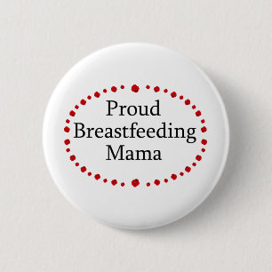 Badge Rond 5 Cm Maman allaitante fière roses rouges