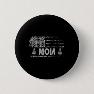 Badge Rond 5 Cm Maman américaine de badminton Équipe au drapeau am