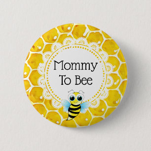 Badge Rond 5 Cm Maman au bouton de baby shower de nid d'abeilles