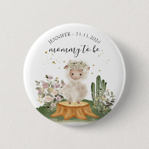 Badge Rond 5 Cm Maman brebis animal de la forêt