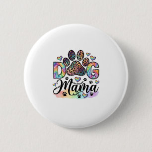 Badge Rond 5 Cm Maman Chien Patte Léopard Arc-en-ciel Aquarelle Cœ