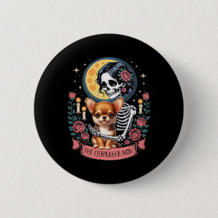 Badge Rond 5 Cm Maman Chihuahua Halloween Chien Onwer Skeleton Fem