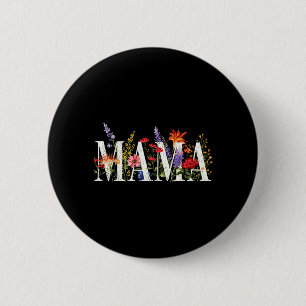 Badge Rond 5 Cm Maman Colorée Fleur Lettrine Esthétique Vintage