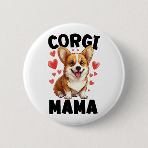 Badge Rond 5 Cm Maman Corgi - Maman Corgi Mignonne