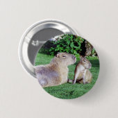 Badge Rond 5 Cm Maman de Capybara et bouton de fils (Devant & derrière)