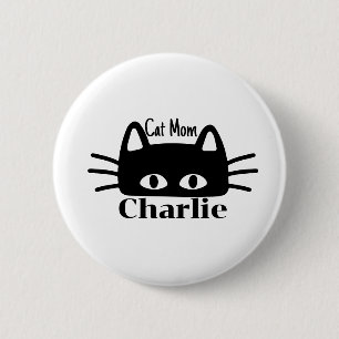Badge Rond 5 Cm Maman de chat nom personnalisé de chat