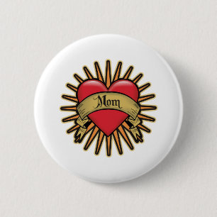 Badge Rond 5 Cm Maman de coeur de tatouage