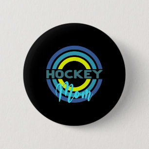 Badge Rond 5 Cm Maman de hockey avec des cercles de hockey moderne