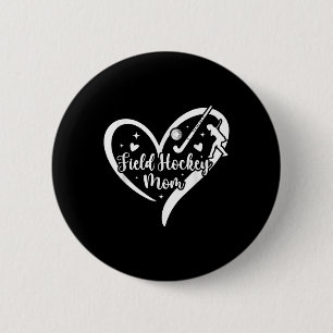 Badge Rond 5 Cm Maman de hockey sur gazon Cœur Maman d'un joueur d