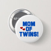 Badge Rond 5 Cm Maman de maillots et cadeaux Twins-Blue Text (Devant & derrière)