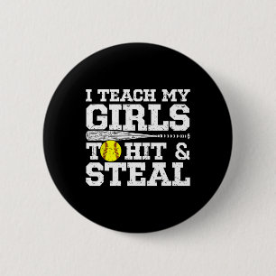 Badge Rond 5 Cm Maman de softball drôle J'apprends à mes filles à