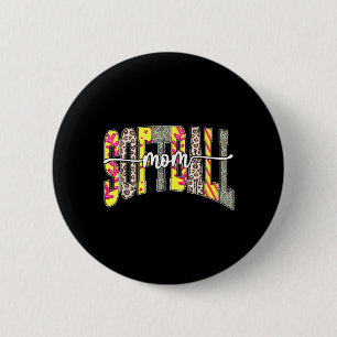 Badge Rond 5 Cm Maman de softball rétro Maman jour de match Es léo