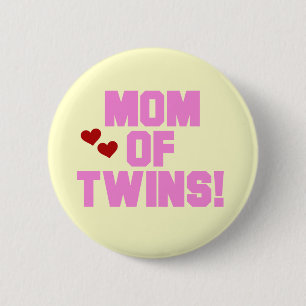 Badge Rond 5 Cm Maman de T-shirts et cadeaux Twins-Pink