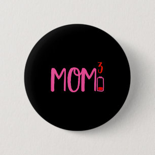Badge Rond 5 Cm Maman De Trois Cours De Batterie Basse 3 Cubes Pou