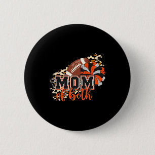 Badge Rond 5 Cm Maman des deux cheerleaders de football orange pom