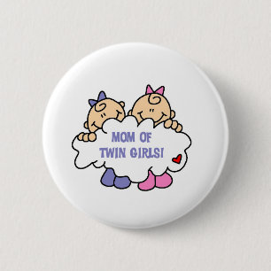 Badge Rond 5 Cm Maman des filles jumelles