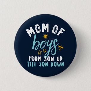 Badge Rond 5 Cm Maman des garçons Fils jusqu'au fils Fête des mère