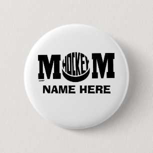 BADGE ROND 5 CM MAMAN D'HOCKEY (COUTUME)