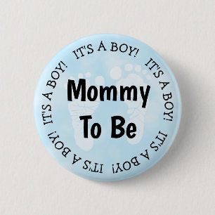 Badge Rond 5 Cm Maman doit être Bouton Baby shower bleu