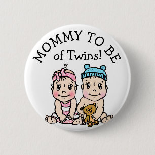 Badge Rond 5 Cm Maman doit être de jumeaux, Baby shower Button
