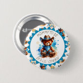 Badge Rond 5 Cm Maman doit être | Le Baby shower du garçon Cowboy (Devant & derrière)