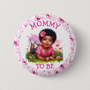 Badge Rond 5 Cm Maman doit être   Le Baby shower floral de la fill
