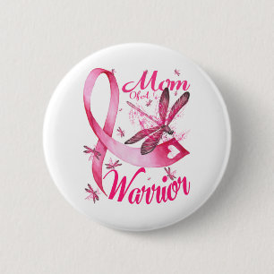 Badge Rond 5 Cm Maman D'Un Guerrier Dragonfly Conscience Du Cancer