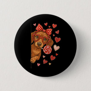 Badge Rond 5 Cm Maman d'un teckel de la Saint-Valentin Mignon chio