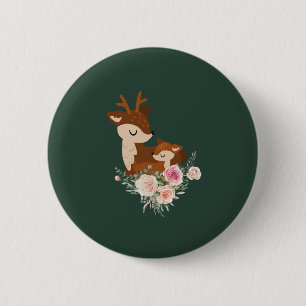 Badge Rond 5 Cm Maman et fawn bouton
