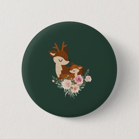 Badge Rond 5 Cm Maman et fawn bouton (Devant)