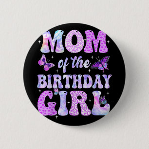 Badge Rond 5 Cm Maman Et Papa Anniversaire Fille Papillon Fête de
