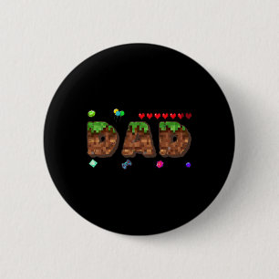 Badge Rond 5 Cm Maman et Papa du garçon d'anniversaire Pixel Game 