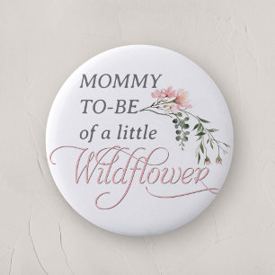Badge Rond 5 Cm Maman Fleur sauvage rose